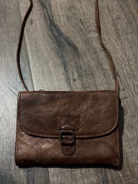 Vintage Brown Leather Crossbody Bag Small Festival Purse